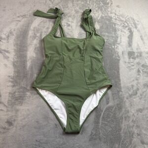 AIMAGE One Piece Swimsuit Womens Medium Green Tie Strap Bathing‎ Suit New